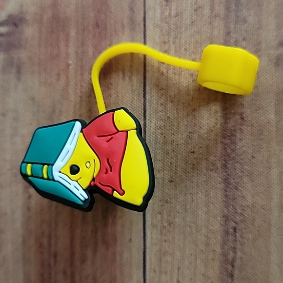 Bear with Book Silicone 10mm / 0.4 in Straw Topper Cap Accessory - Picture 3 of 3